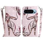 For Google Pixel 9 Pro 3D Colored Horizontal Flip Leather Phone Case(Butterfly High-heeled)