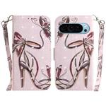 For Google Pixel 9 3D Colored Horizontal Flip Leather Phone Case(Butterfly High-heeled)