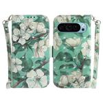 For Google Pixel 9 3D Colored Horizontal Flip Leather Phone Case(Watercolor Flower)