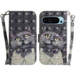 For Google Pixel 9 3D Colored Horizontal Flip Leather Phone Case(Hug Cat)