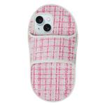 For iPhone 15 Creative Flannel Slipper Design TPU Phone Case(Light Red)