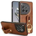 For OnePlus 12 Wristband Leather Back Phone Case(Brown)