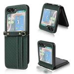 For Samsung Galaxy Z Flip5 Crossbody Diamond Lattice FoldingPhone Case(Dark Green)