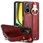 For Realme C67 4G Wristband Leather Back Phone Case(Red)