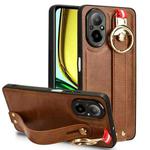 For Realme C67 4G Wristband Leather Back Phone Case(Brown)