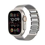 For Apple Watch Ultra 2 49mm Magnetic Clasp Braided Chain Stainless Steel Watch Band(Frosted Gold)