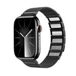 For Apple Watch Series 7 41mm Magnetic Clasp Braided Chain Stainless Steel Watch Band(Black)