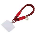 Dopamine Color Pearl Round Twist Rope Short Lanyard(Red)