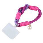 Pearl Splicing Round Twist Rope Short Lanyard(Rose Purple)