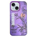 For iPhone 15 Creative Oil Painting Colorful Sunset Scenery TPU + PC Shockproof Phone Case(Purple Bamboo)