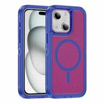 For iPhone 15 Plus / 14 Plus Guard Magsafe Magnetic Ring Matte Phone Case(Blue+Rose Red)