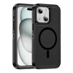 For iPhone 15 Guard Magsafe Magnetic Ring Matte Phone Case(Black)