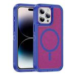 For iPhone 14 Pro Guard Magsafe Magnetic Ring Matte Phone Case(Blue+Rose Red)