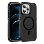 For iPhone 12 Pro Max Guard Magsafe Magnetic Ring Matte Phone Case(Black)