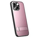 For iPhone 15 Plus R-JUST RJ-61 Electroplating Frosted TPU + PC Phone Case with Holder(Pink)