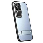 For vivo S18 Pro R-JUST RJ-61 Electroplating Frosted TPU + PC Phone Case with Holder(Blue)