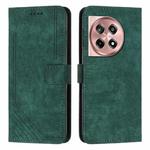 For OnePlus Ace 3 Skin Feel Stripe Pattern Leather Phone Case with Lanyard(Green)