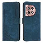 For OnePlus Ace 3 Skin Feel Stripe Pattern Leather Phone Case with Lanyard(Blue)