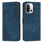For OnePlus 13T 5G Skin Feel Stripe Pattern Leather Phone Case with Lanyard(Blue)