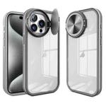 For iPhone 15 Pro Round Camshield TPU Hybrid PC Phone Case(Grey)