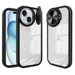 For iPhone 15 Round Camshield TPU Hybrid PC Phone Case(Black)