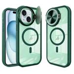 For iPhone 15 Plus Round Camshield MagSafe TPU Hybrid PC Phone Case(Green)