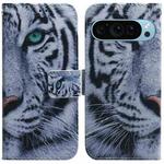 For Google Pixel 9 Coloured Drawing Flip Leather Phone Case(Tiger)