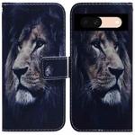 For Google Pixel 8a Coloured Drawing Flip Leather Phone Case(Lion)