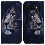 For Google Pixel 9a Coloured Drawing Flip Leather Phone Case(Lion)