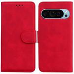 For Google Pixel 9 Pro Skin Feel Pure Color Flip Leather Phone Case(Red)