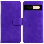 For Google Pixel 8a Skin Feel Pure Color Flip Leather Phone Case(Purple)