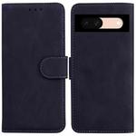 For Google Pixel 8a Skin Feel Pure Color Flip Leather Phone Case(Black)
