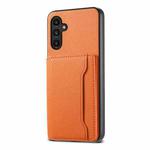 For Samsung Galaxy A14 Calf Texture Card Bag Design Full Coverage Phone Case(Orange)