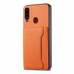 For Samsung Galaxy A20s Calf Texture Card Bag Design Full Coverage Phone Case(Orange)