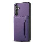 For Samsung Galaxy A34 5G Calf Texture Card Bag Design Full Coverage Phone Case(Purple)