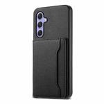 For Samsung Galaxy A55 5G Calf Texture Card Bag Design Full Coverage Phone Case(Black)