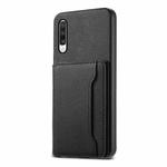 For Samsung Galaxy A70 Calf Texture Card Bag Design Full Coverage Phone Case(Black)