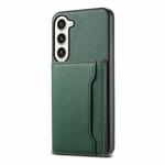 For Samsung Galaxy S23+ 5G Calf Texture Card Bag Design Full Coverage Phone Case(Green)