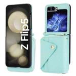 For Samsung Galaxy Z Flip5 5G Crossbody Zipper Card Bag RFID Anti-theft Phone Case(Mint Green)