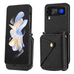 For Samsung Galaxy Z Flip3 5G Crossbody Zipper Card Bag RFID Anti-theft Phone Case(Black)