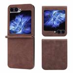 For Samsung Galaxy Z Flip5 5G DF-05 Business Solid Color Magnetic RFID Anti-theft Phone Case(Brown)