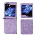 For Samsung Galaxy Z Flip5 5G Business Solid Color Magnetic RFID Anti-theft Phone Case(Purple)