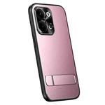 For OPPO Reno9 Pro+ R-JUST RJ-61 Electroplating Frosted TPU + PC Phone Case with Holder(Pink)