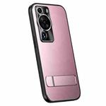 For Huawei P60 / P60 Pro R-JUST RJ-61 Electroplating Frosted TPU + PC Phone Case with Holder(Pink)