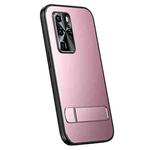 For Huawei P40 R-JUST RJ-61 Electroplating Frosted TPU + PC Phone Case with Holder(Pink)