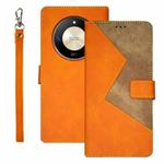 For Honor X9b idewei Two-color Splicing Leather Phone Case(Orange)