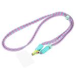 Double Buckle Twist Rope Slim Long Lanyard(Pink Green)