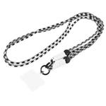 Double Buckle Twist Rope Slim Long Lanyard(White Black)