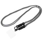 Double Buckle Twist Rope Slim Long Lanyard(Black Grey)