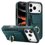 For iPhone 17 Pro Max Elastic Card Bag Ring Holder Phone Case(Dark Green)